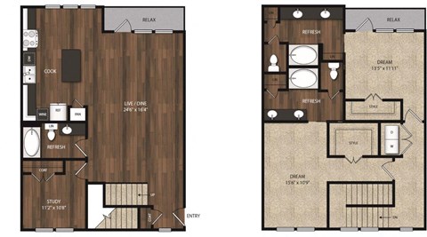 Floor plan for 3 beds, 3 baths, 1894 sqft